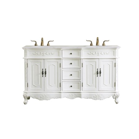 Elegant Decor 60 In. Double Bathroom Vanity Set In Antique White VF10160DAW